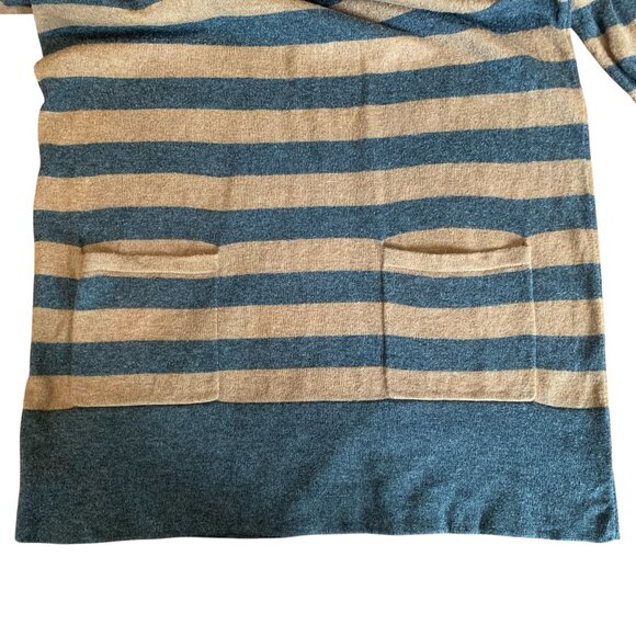Ann Taylor LOFT Gray & Camel Striped 3/4 Sleeve Sweater Womens Size Small - Picture 7 of 11